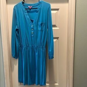 Lilly Pulitzer Blue Buttoned Casual Dress